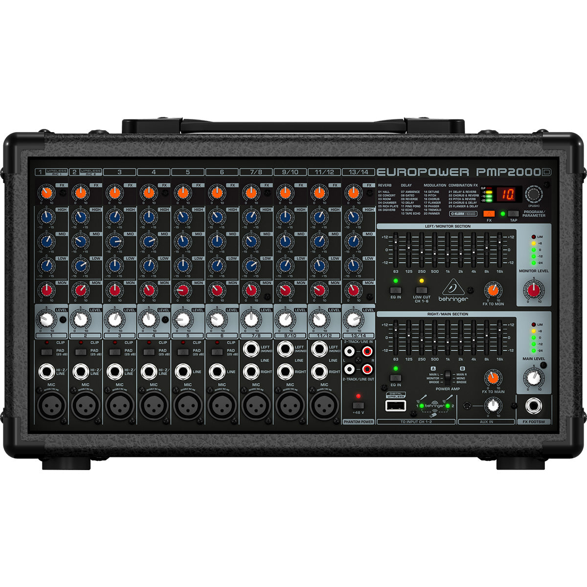 CONSOLA BEHRINGER PMP2000D MEZCLADORA AMPLIFICADA ACTIVA