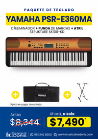 Thumbnail for Paquete Teclado Yamaha PSR-E360MA Con Accesorios Incluidos