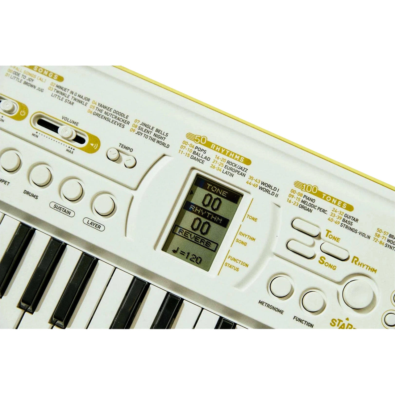 Teclado Casio Sa-80 Portatil 44 Teclas Color Blanco Y Amarillo