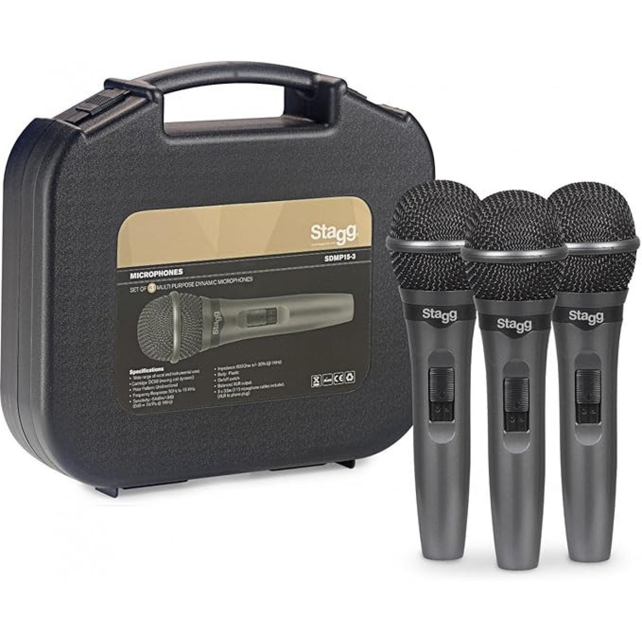 Set Micro Stagg Dinamic Sdmp15-3 Cardioide Bobina Dc98
