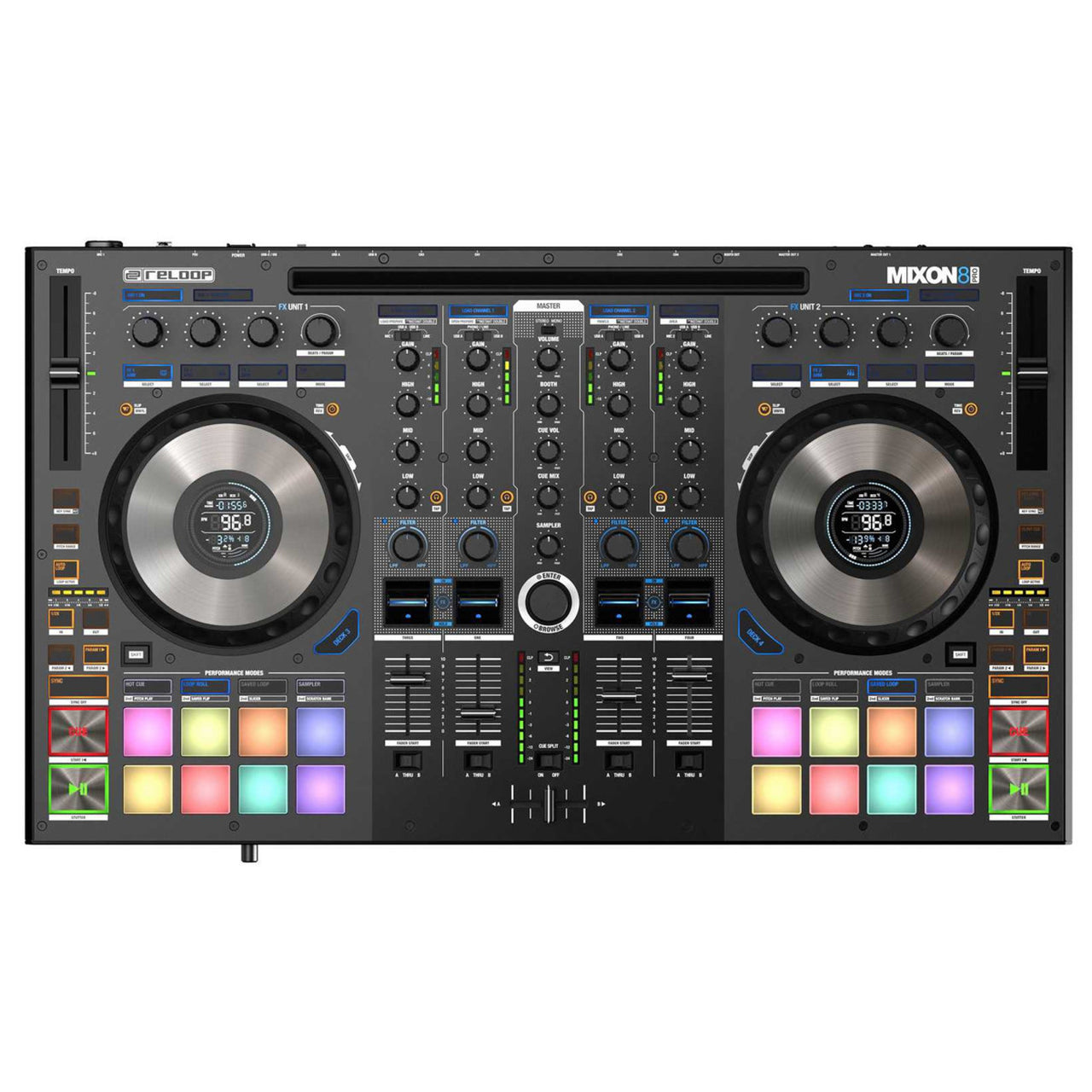 Controlador Dj Reloop Mixon 8 Pro, 4 Canales, Usb-c, Compatibilidad Serato/djay Pro Negro
