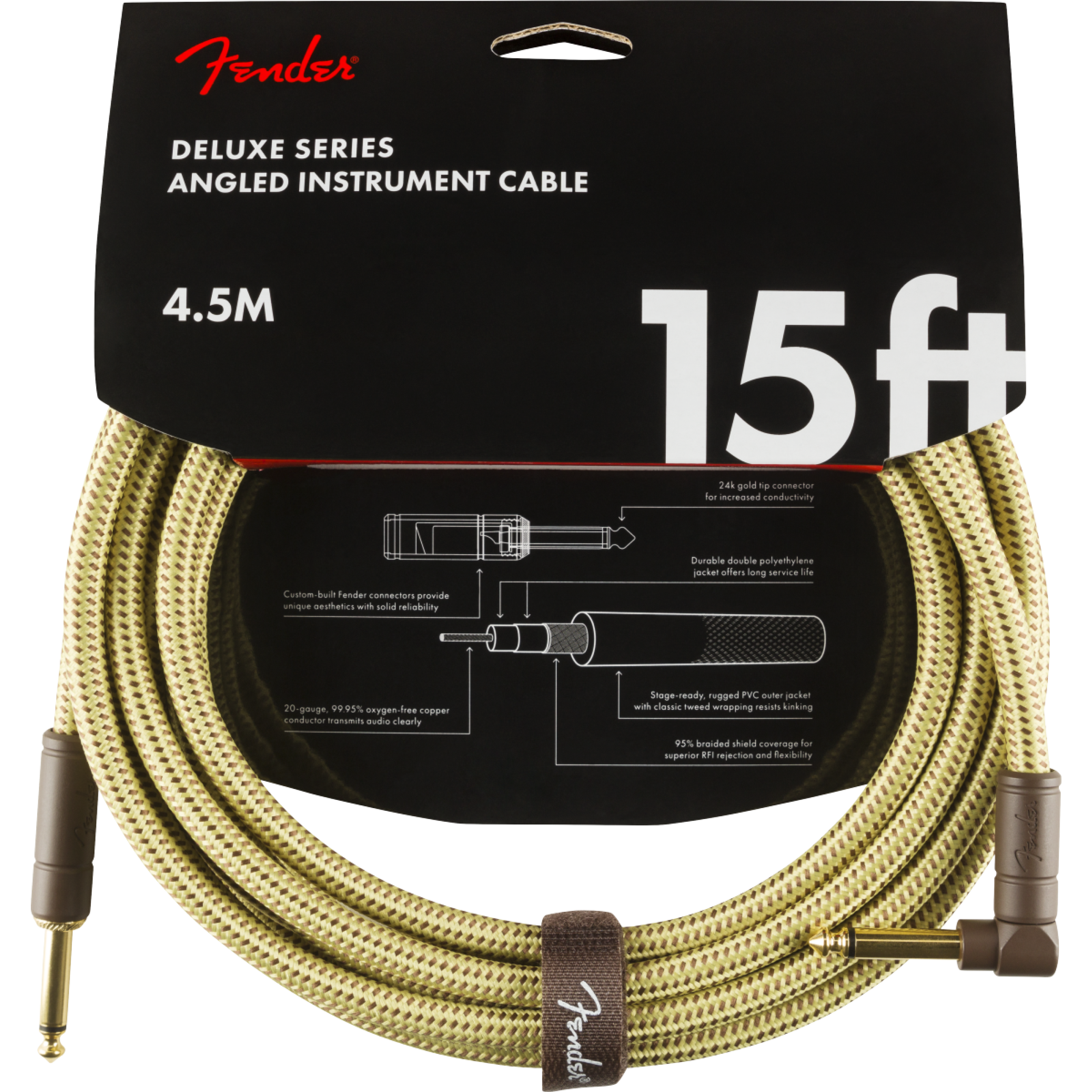 Cable Fender Deluxe 4.5mt Ángulo Tweed – Musicales Doris