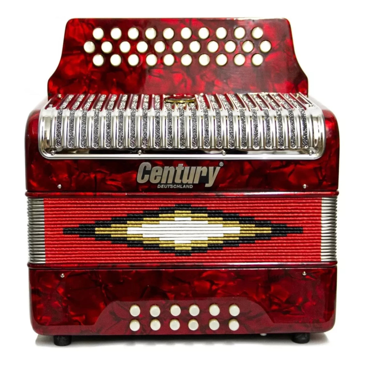 Acordeon Century C3012farp Botones Fa Parrilla De Metal Rojo