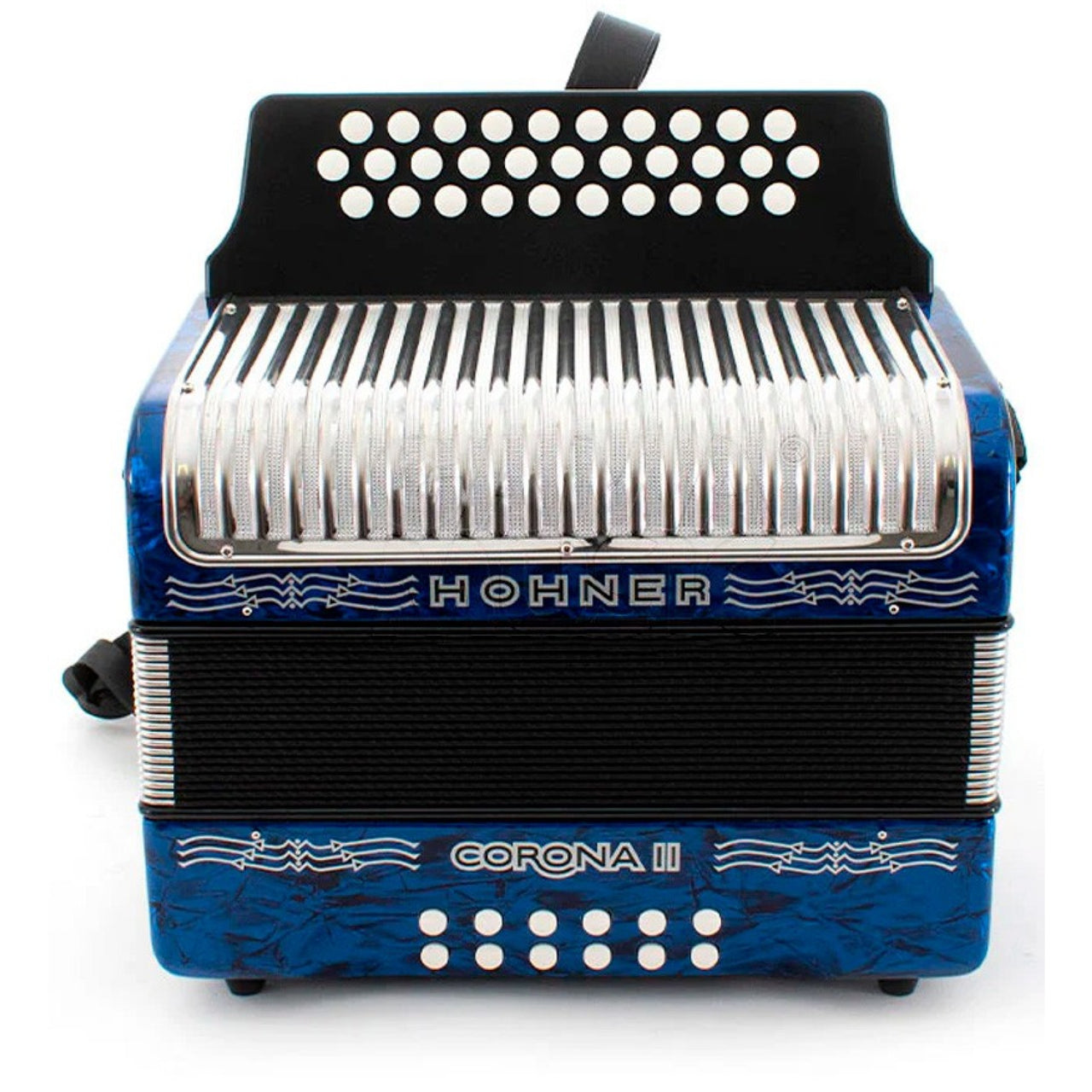 Acordeon Hohner Corona Ii 31 Botones 12 Bajos Fa Sib Mib Azul A5644