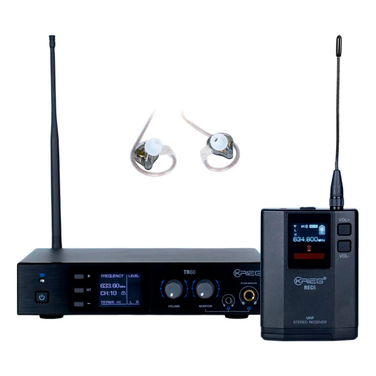 Paquete Krieg In-ear Inalambrico Estereo, Tr-60 + Rec-6