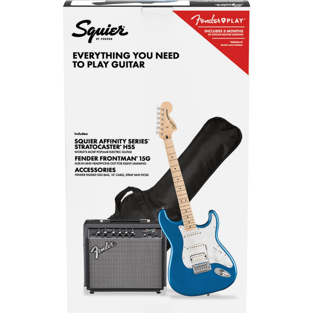 Paquete Guitarra Elect. Fender Pk Af Strat Hss Mn Lpb 120v, 0372820002