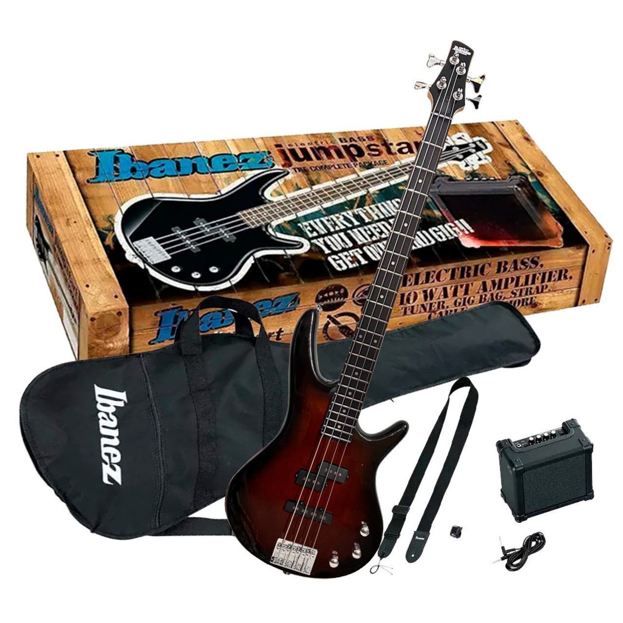 Paquete Bajo Electrico Ibanez Ijsr190n-wns Sdgr Jumpstar Marron