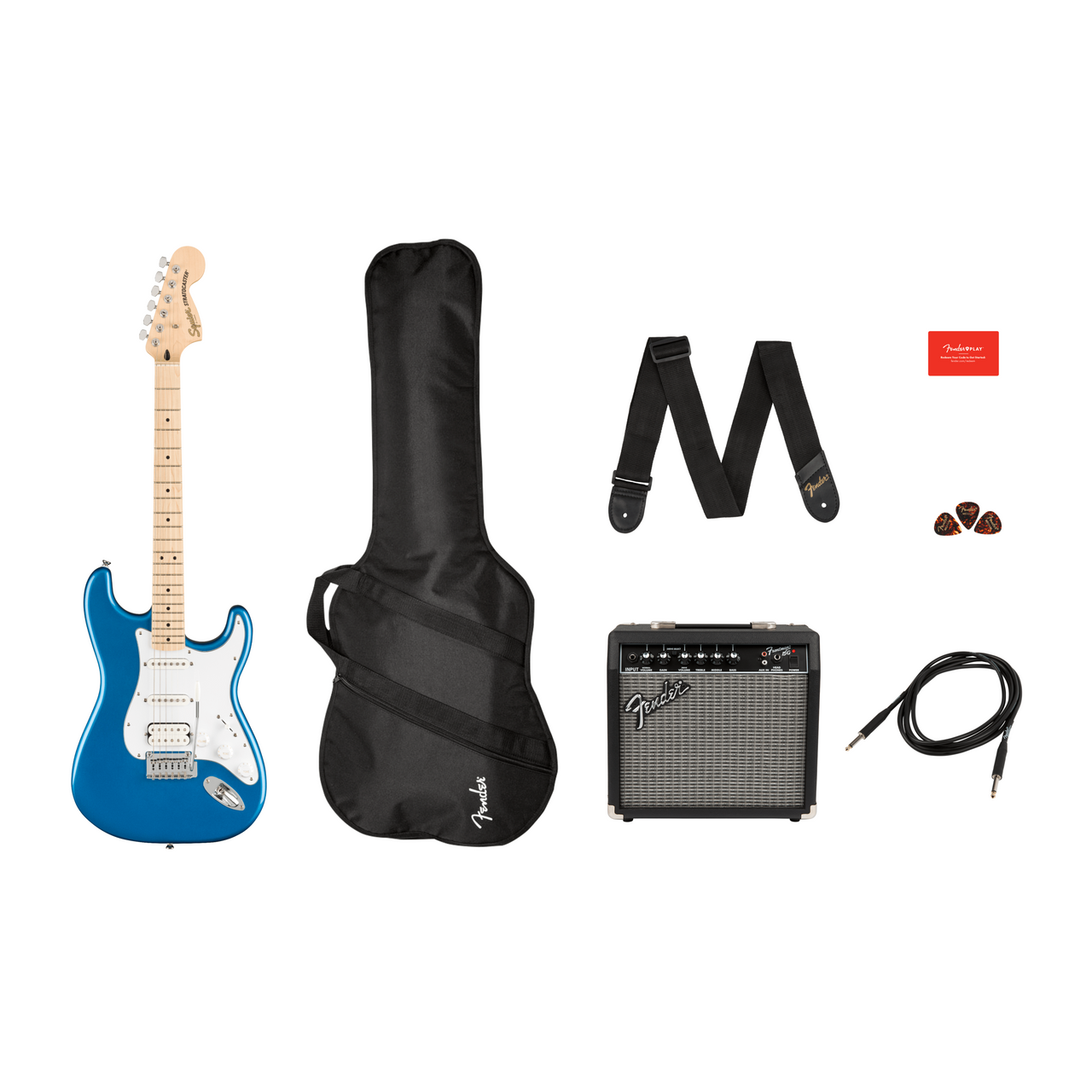 Paquete Guitarra Elect. Fender Pk Af Strat Hss Mn Lpb 120v, 0372820002