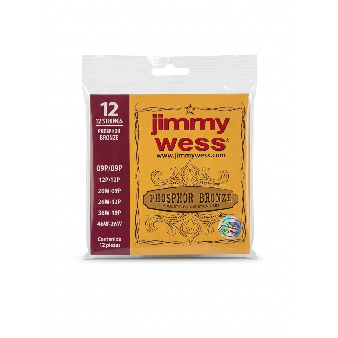 Encordadura Jimmy Wess P/guitarra 12 Cdas. Bronce, Jwga-1012bf