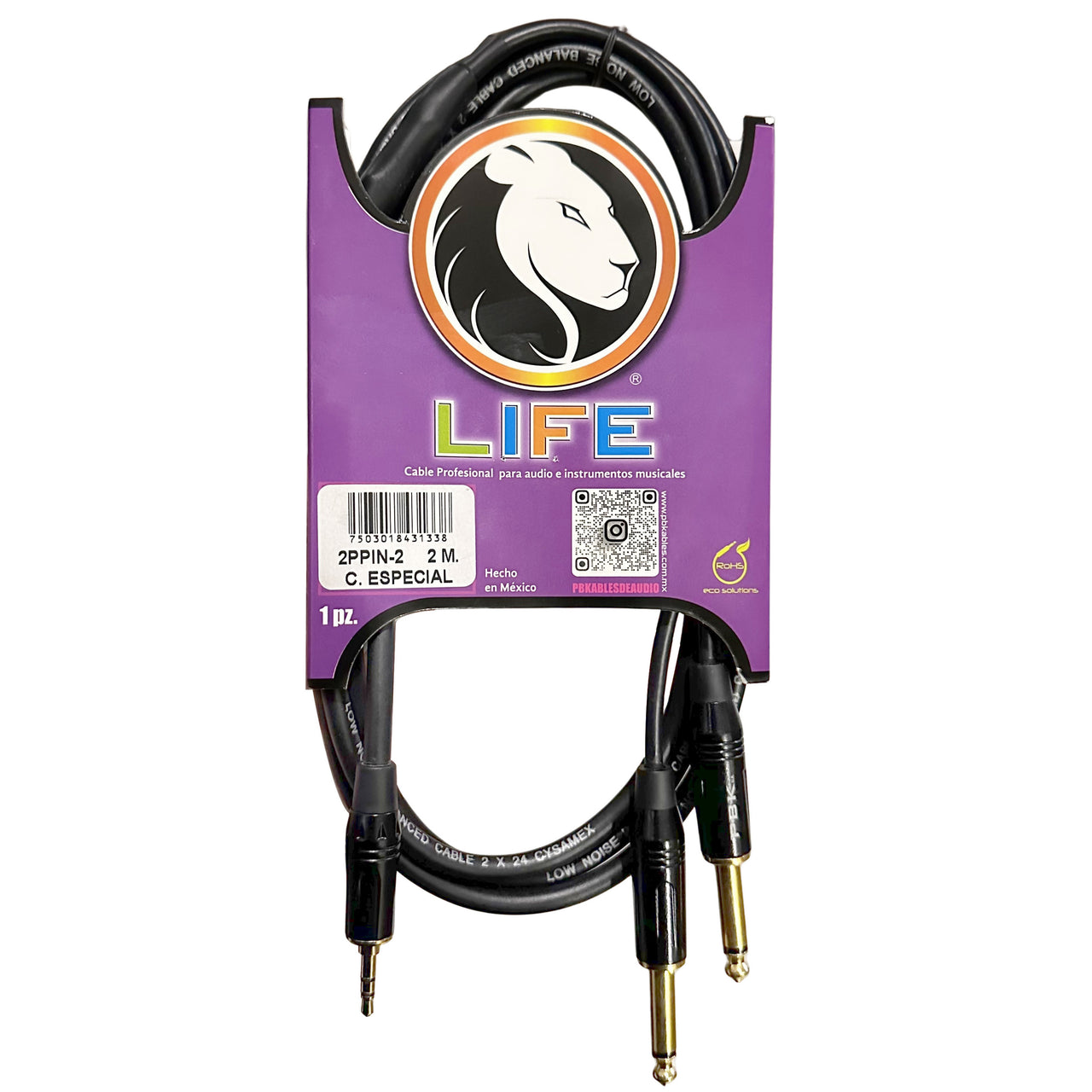Cable Life 2pp-2in De Inserto 1 Plug St A 2 Plug Mono 2 Metros