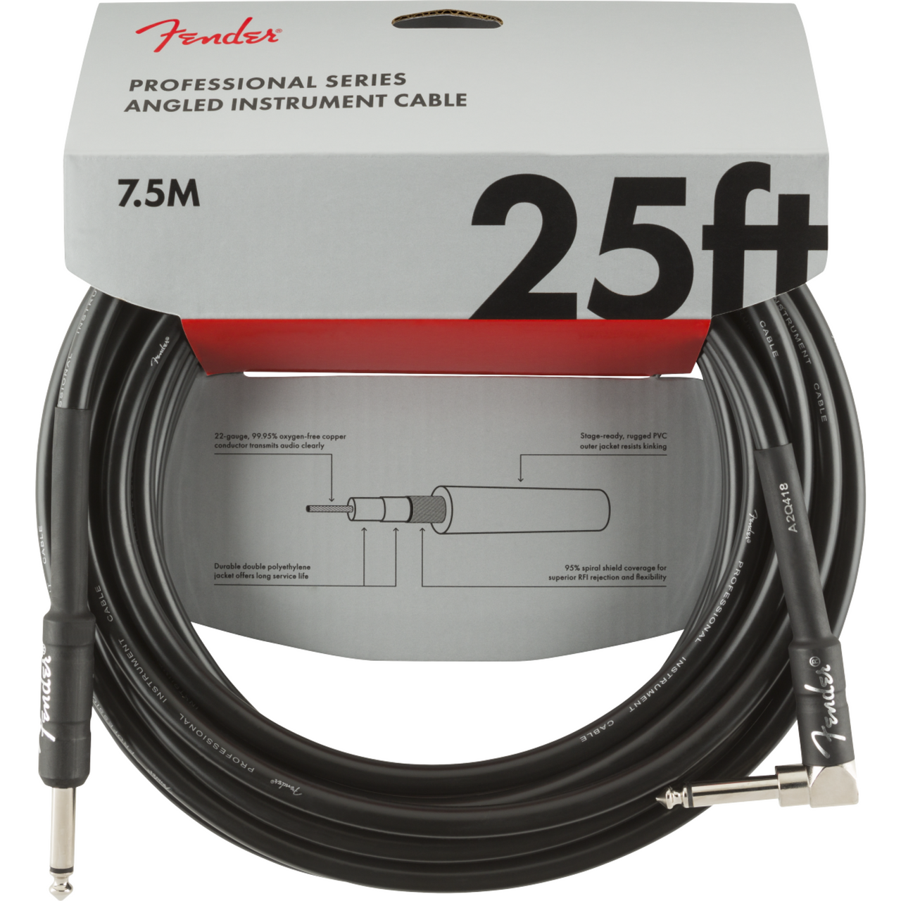 CABLE FENDER P/INSTRUMENTO PROFEESIONAL SERIES BLACK 7.5 MTS0990820060