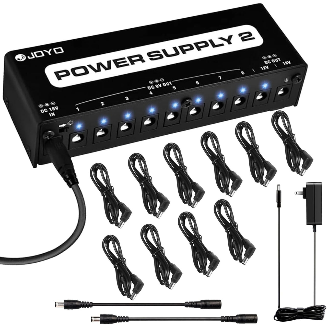 Fuente De Alimentacion Joyo Jp02 Para Pedal 10 Salidas 9v 12v 18v