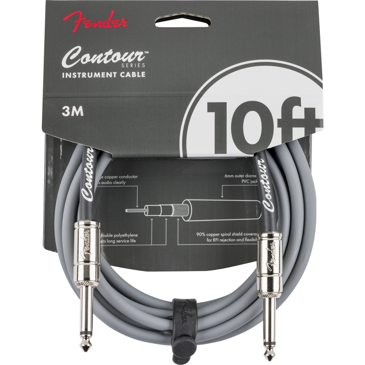 Cable Fender Contour Para Instrumento 3 Metros Inca Silver 0990571124
