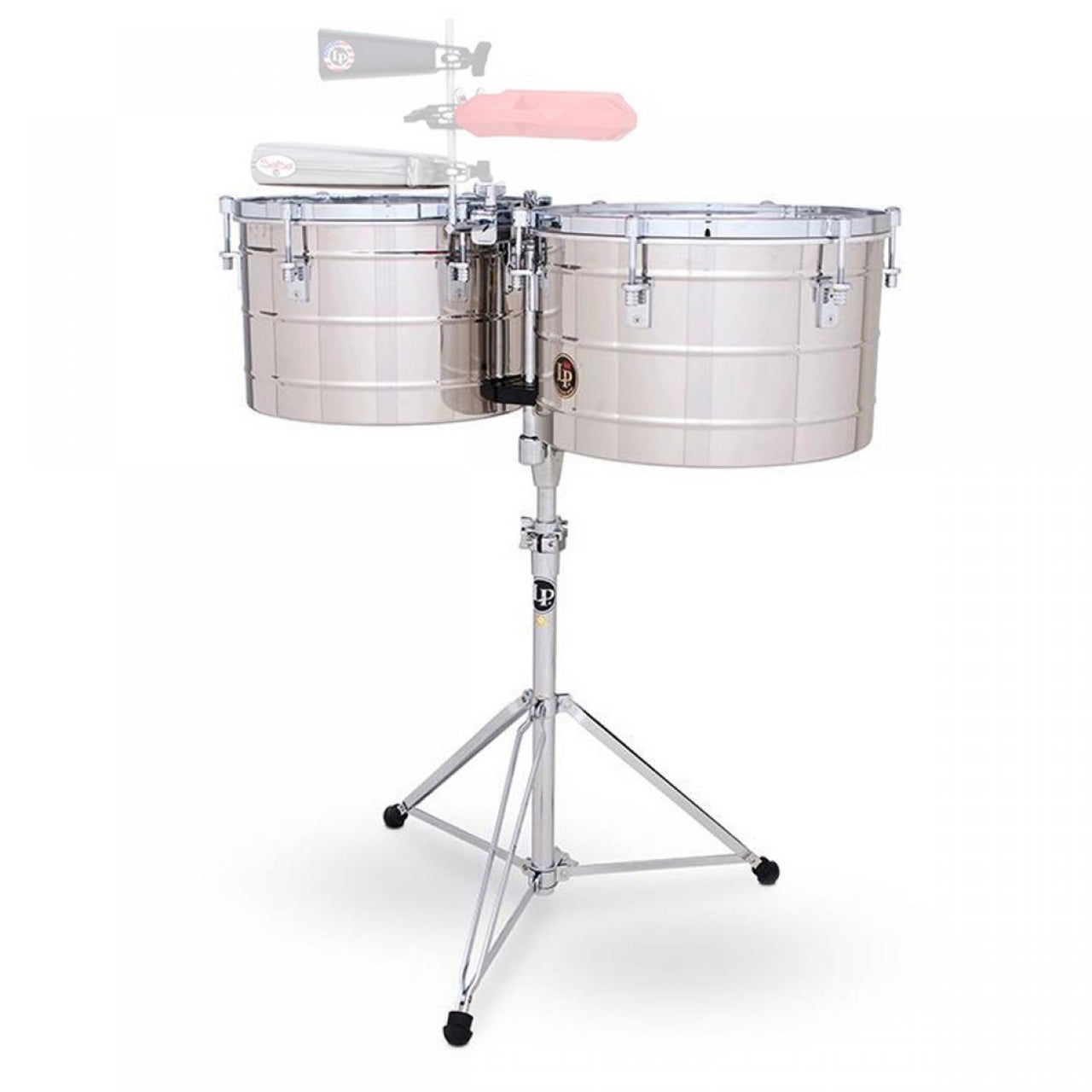 TIMBALES LP TITO PUENTE 15"/16" CROMA C/ATRIL, SOP. P/CENCERRO, LP258S