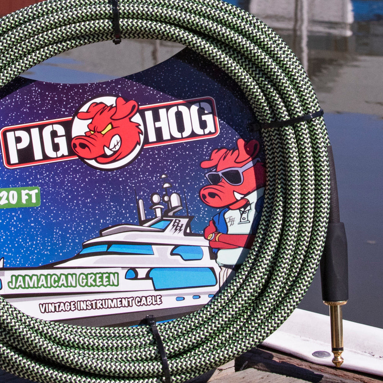 Cable Pig Hog P/intrumento Jamaican Green 6.1 Mt 1/4"-1/4", Pch20jgr