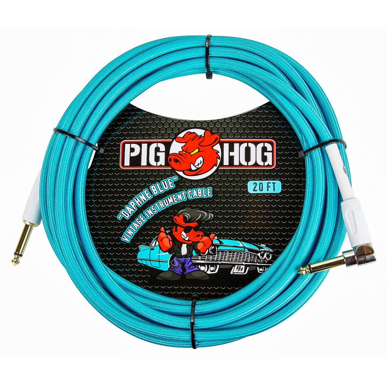 Cable Pig Hog P/inst Daphne Blue 6.10mt 1/4-1/4 Ang Recto, Pch20dbr
