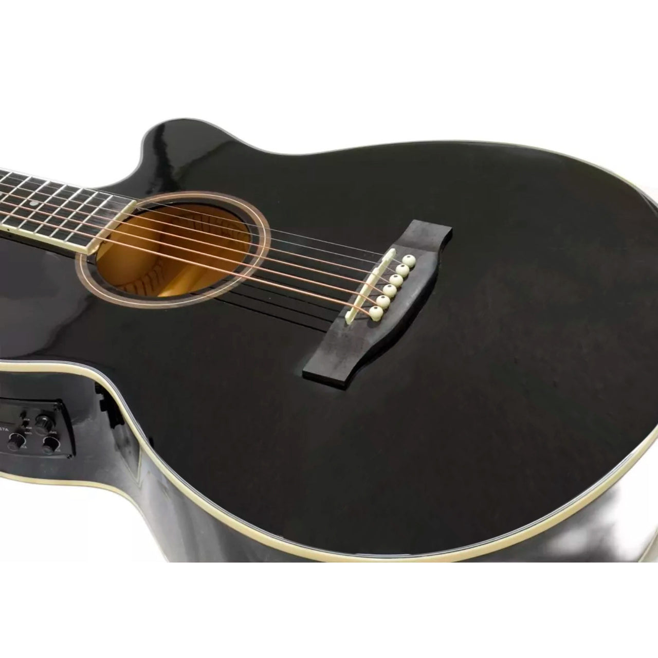 Guitarra Acustica Bamboo Ga-40-bk-q-ar Negra Con Funda 40 Pulgadas