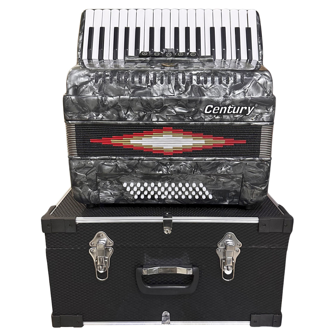 Acordeon Century Cnac040 34 Teclas 48 Bajos 5 Registros C1307g Gris