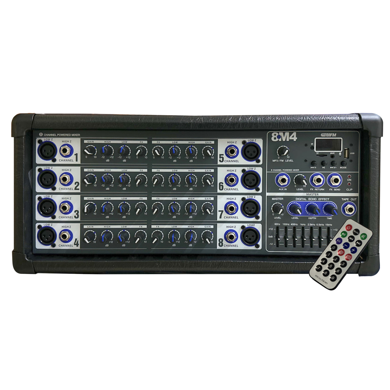 CONSOLA MEZCLADORA BACK STAGE P/MICROFONOS 8 CANALES 400W, 8M4 USB
