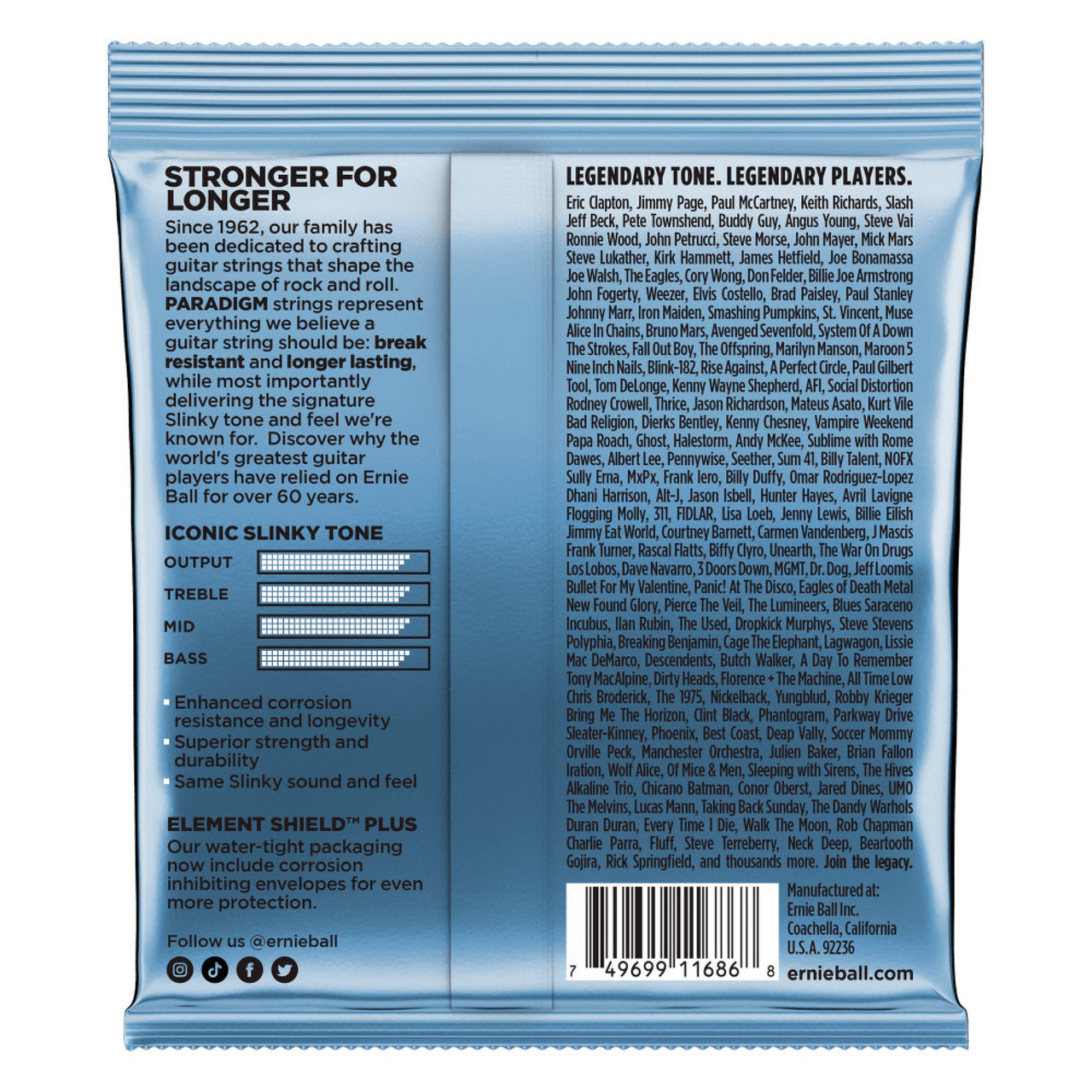 Encordadura Ernie Ball Para Guitarra Electrica 2018 Primo Slinky Paradigm 095-044