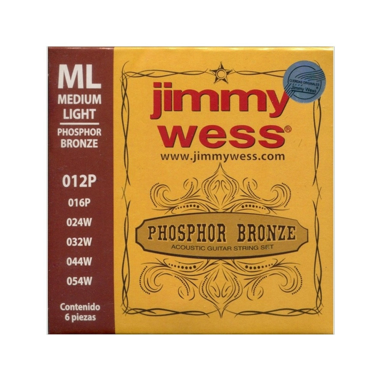 ENCORDADURA JIMMY WESS P/GUITARRA E/A BRONCE 12-054, JWGA-812BF (WB12)