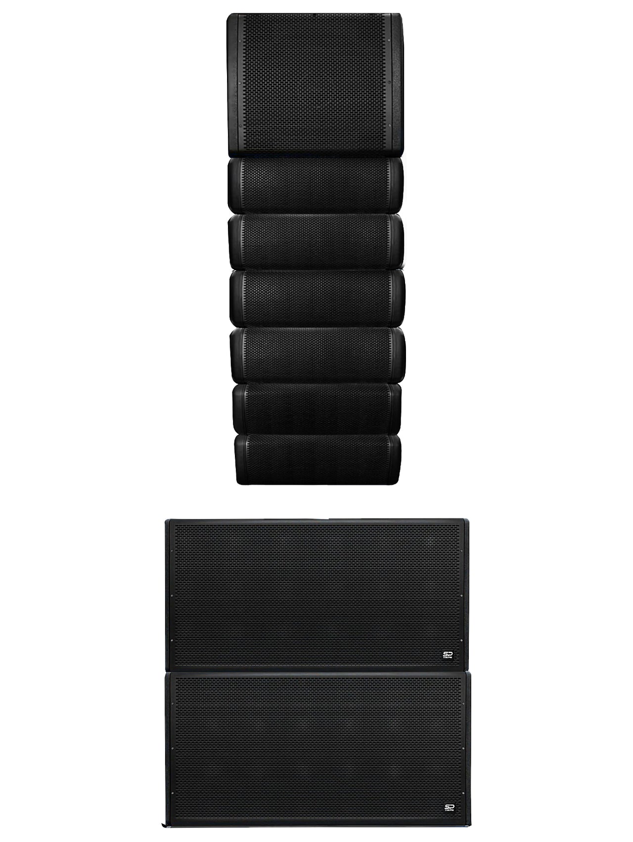 Sistema de Audio Arreglo Lineal Stage Pro 6 Medios + 1 Medio Grave 15 pulgadas + 2 Subwoofer Doble De 18 Pulgadas