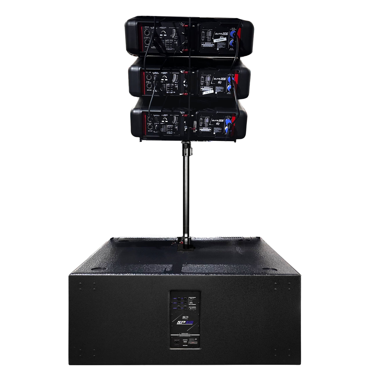 Sistema De Audio Arreglo Lineal Stage Pro 3 Medios + 1 Subwoofer Doble De 18 Pulgadas