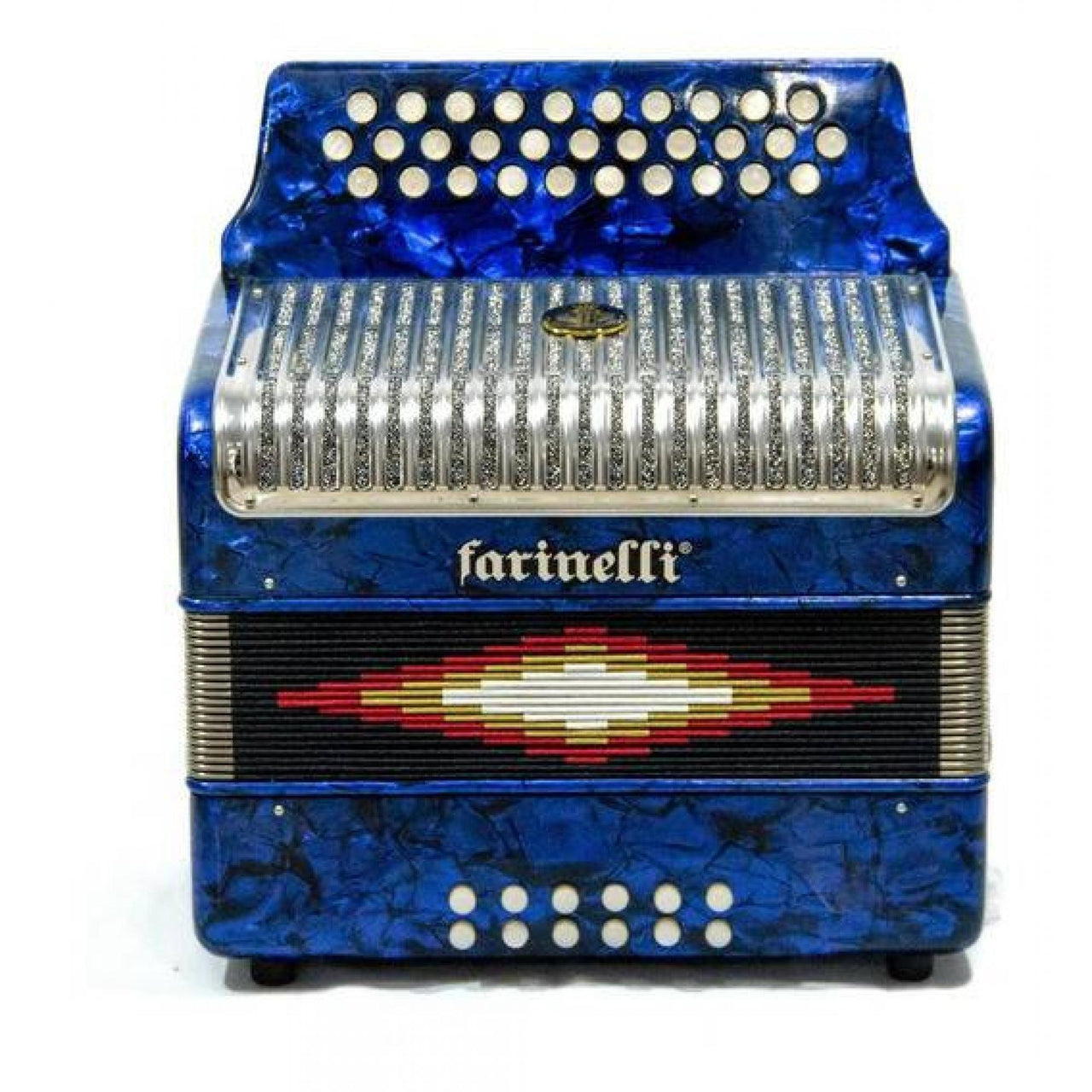 Acordeon Botones Farinelli Azul 3012 Sol Parrilla Metal 3012ap