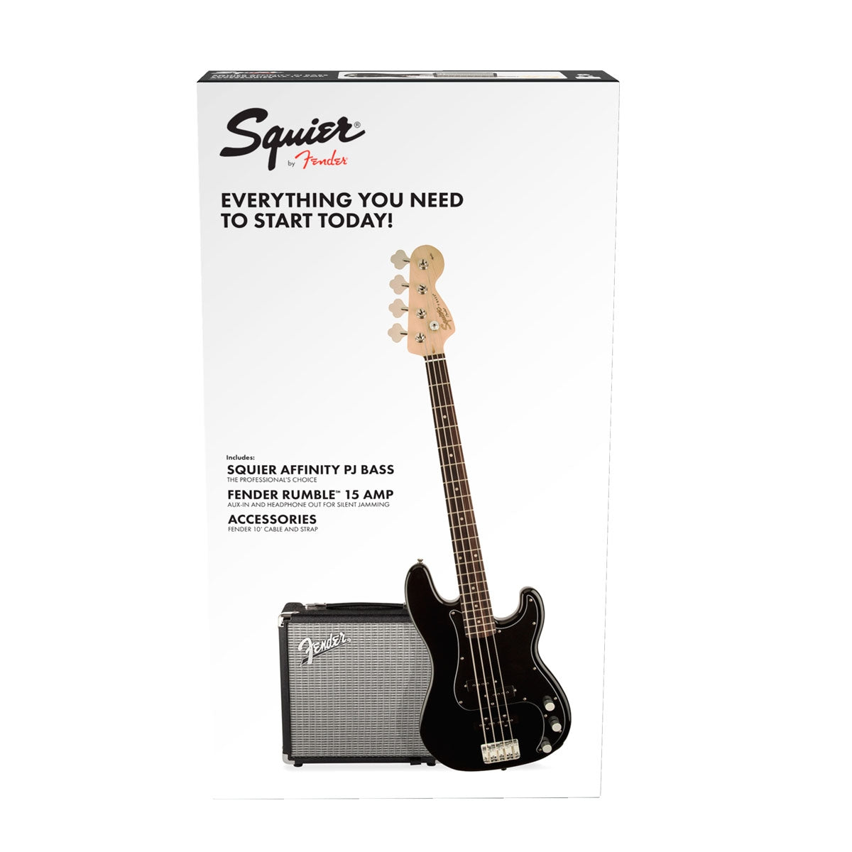 Paquete De Bajo Elec. Fender Pk Pj Bass R15v3 Blk 120v, 0301972006