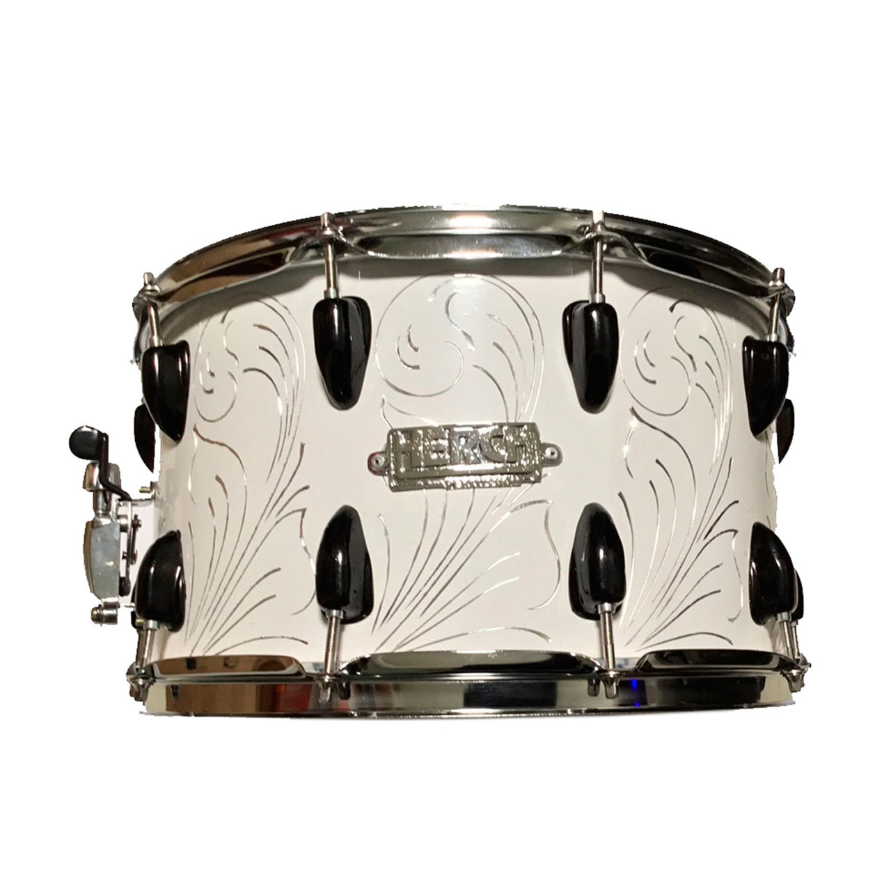 Tarola Herch 8x14" 10lxl Blanca Rameada Con Placa Y Funda