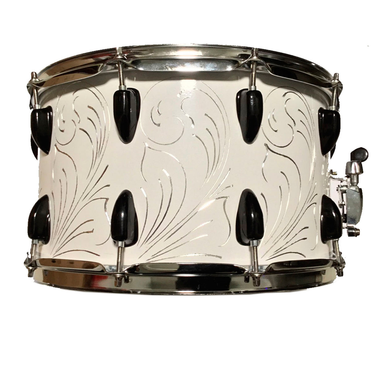 Tarola Herch 8x14" 10lxl Blanca Rameada Con Placa Y Funda