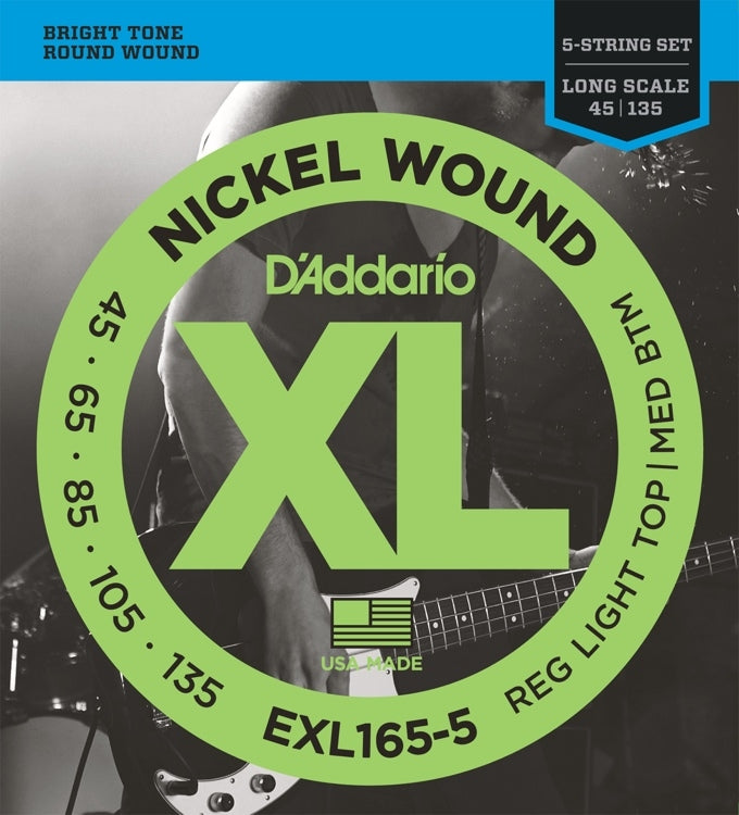 Encordadura D Addario P/Bajo Eléctrico 5 Cdas, Exl-165-5