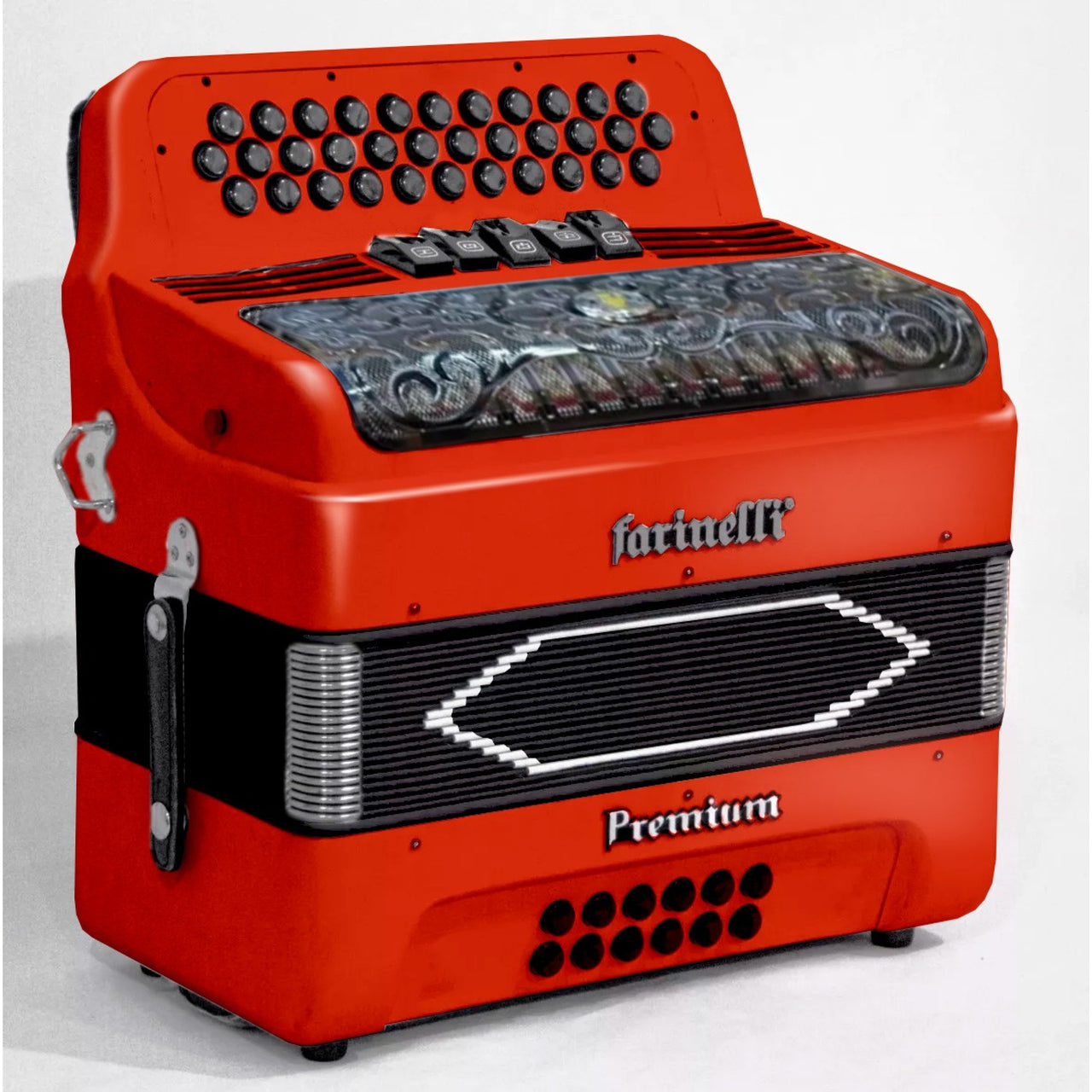 Acordeon Farinelli 3412r5hg Premium Diatonico Sol 5 Registros Rojo Mate