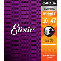 Thumbnail for Encordadura Elixir P/guit.12 Cdas 80/20 Brz Nanow.010-.047, 11152