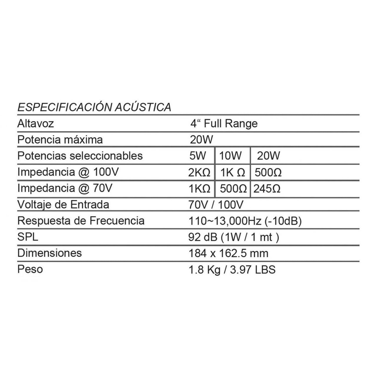 Bocina Para Montaje Qmc L4-ball, 4 PuLG.