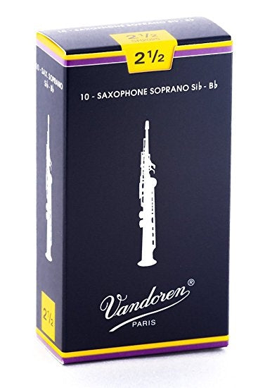 Paquete De 10 Cañas P/Sax Soprano Vandoren No. 2 1/2, 2.5