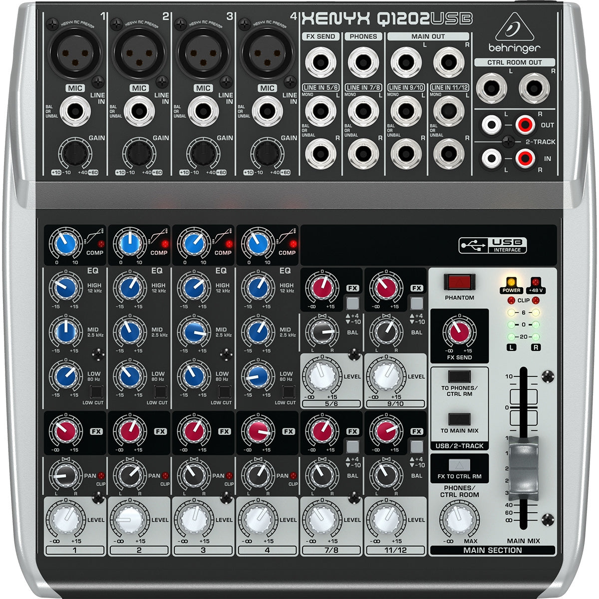 Mezcladora Behringer 4xlr, Q1202usb