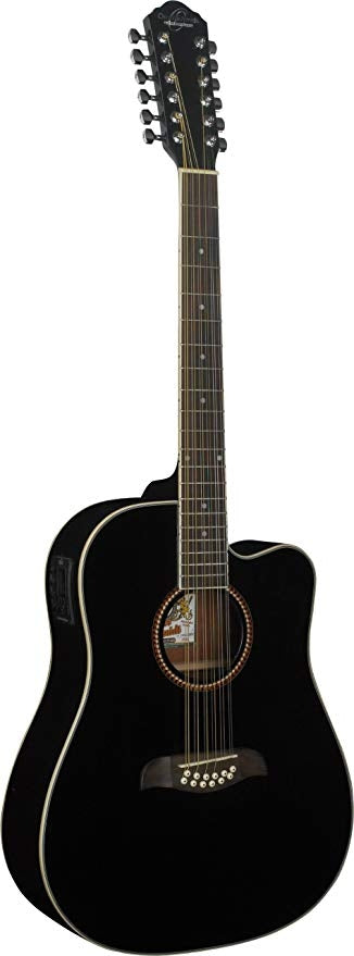 Guitarra Electroacustica Oscar Schmidt 12cdas. Negra, Od312ceblk