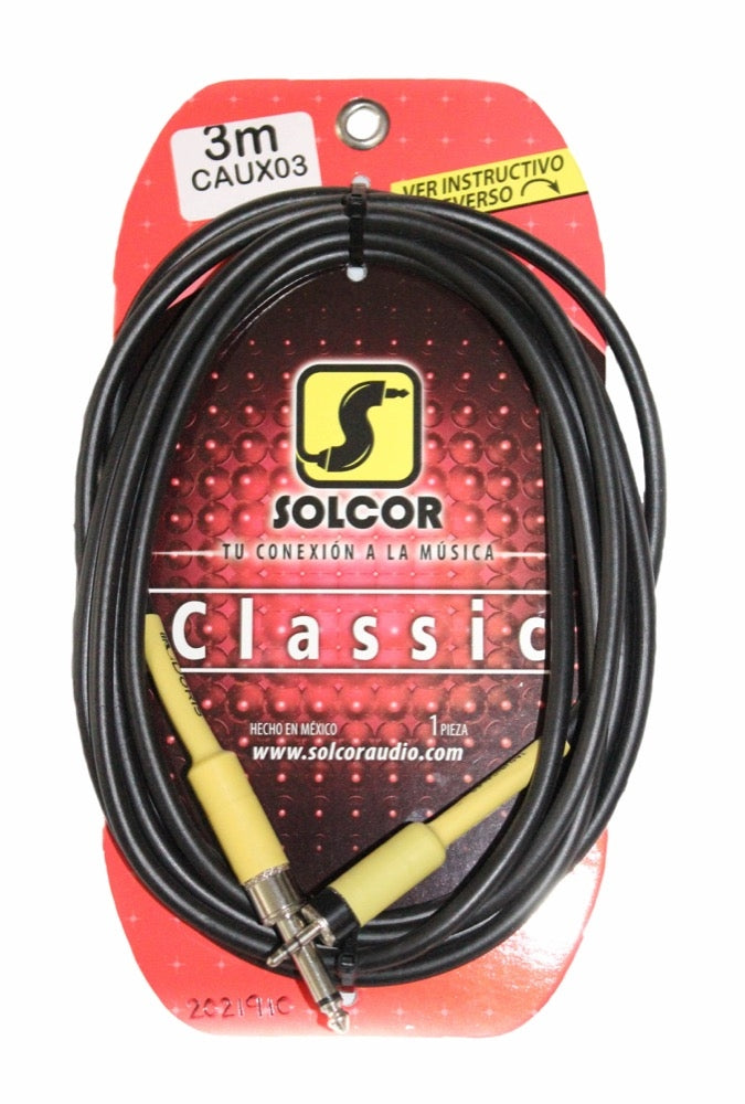 Cable Clasica Plug 6.3 Mono A Miniplug 3.5 Stereo 3mts., Caux03