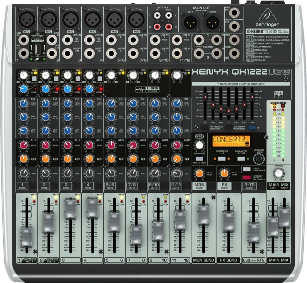 Mezcladora Behringer 12 Canales 6 Xlr Con Efectos, Qx1222usb