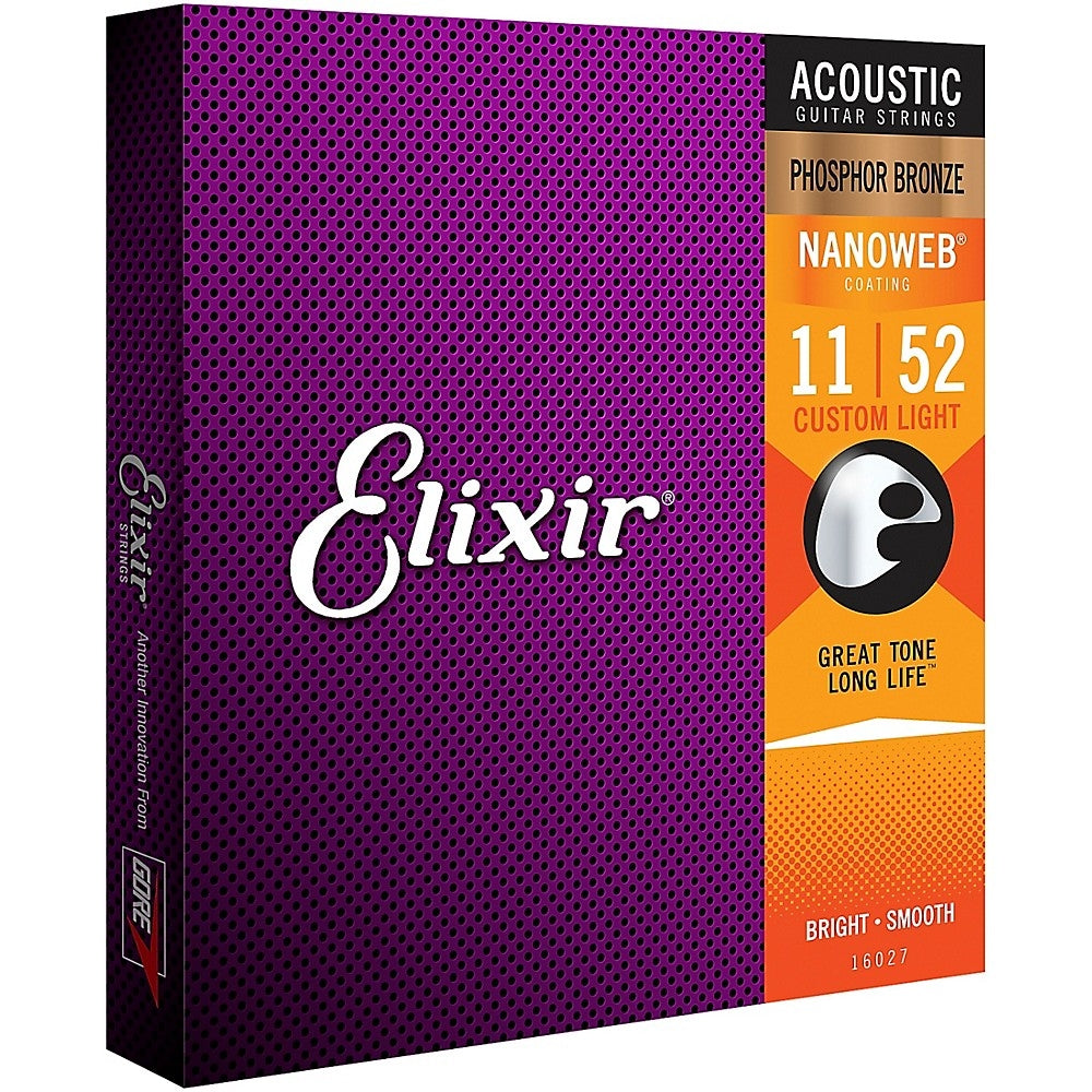 Juego De Cuerdas Elixir Guitarra E/A Custom Light 11-52 Bronce, 16027