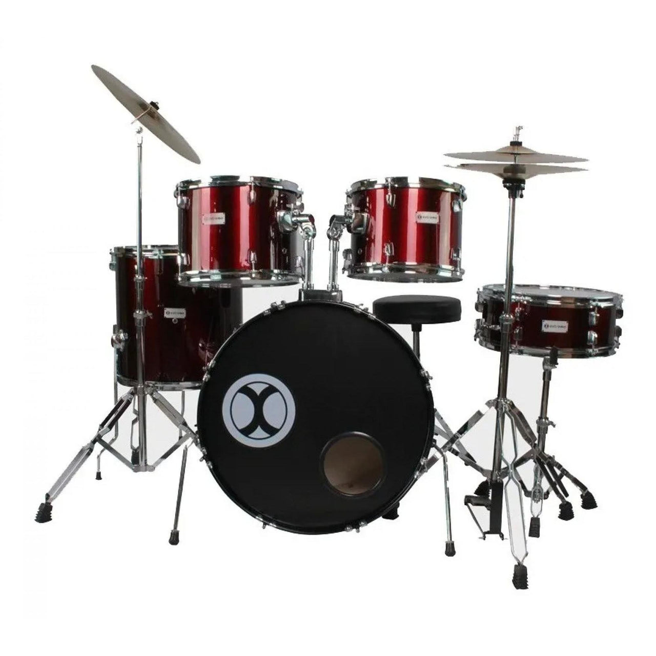 Bateria Extreme 5 Piezas Vino Terminado Cromado, Exbt065