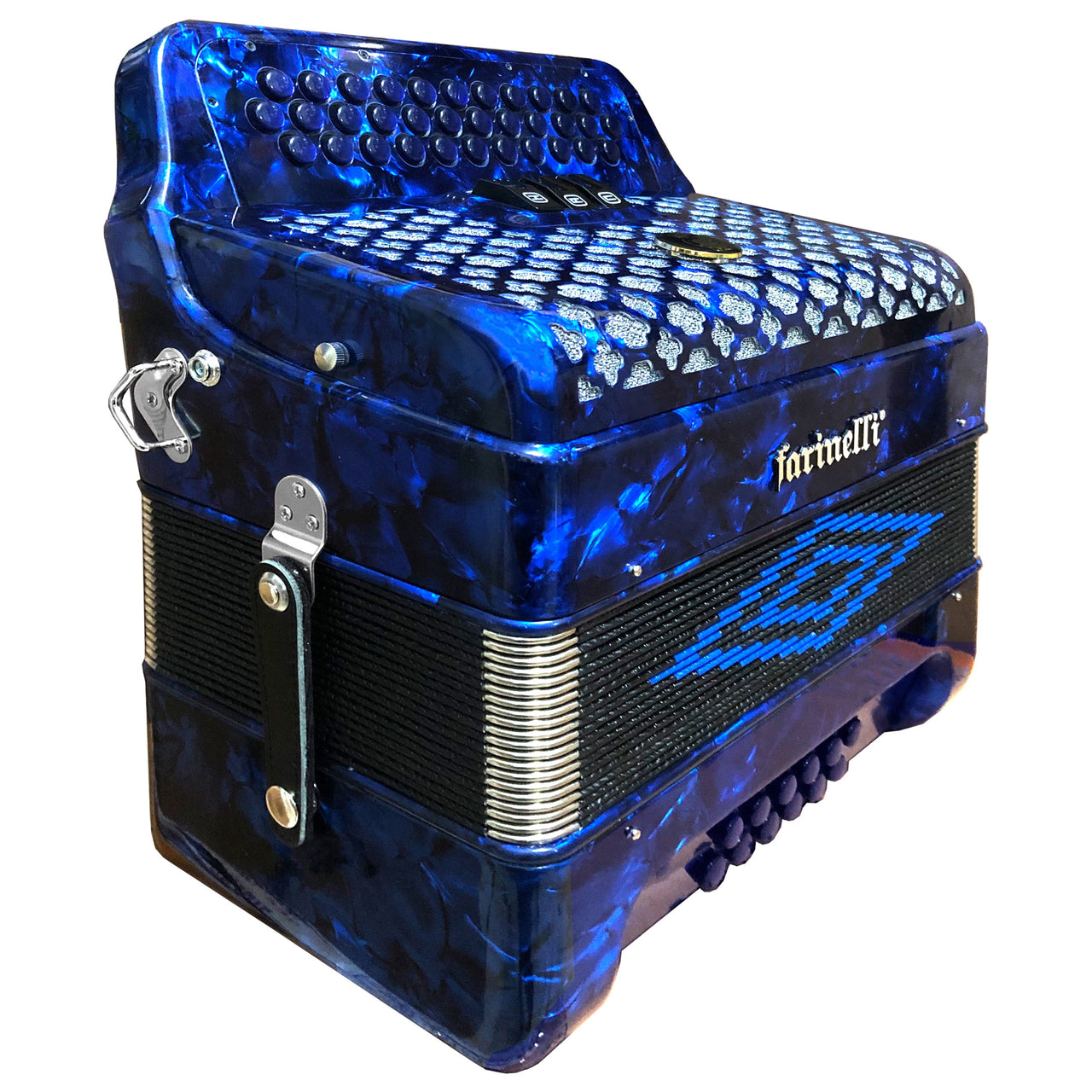 Acordeon Farinelli 3412a 34 Botones 12 Bajos 3 Registros Azul Sol