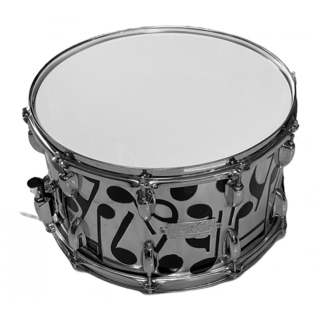 Tarola Herch 14x6 1/2 pulgadas Cromada Con notas Negras
