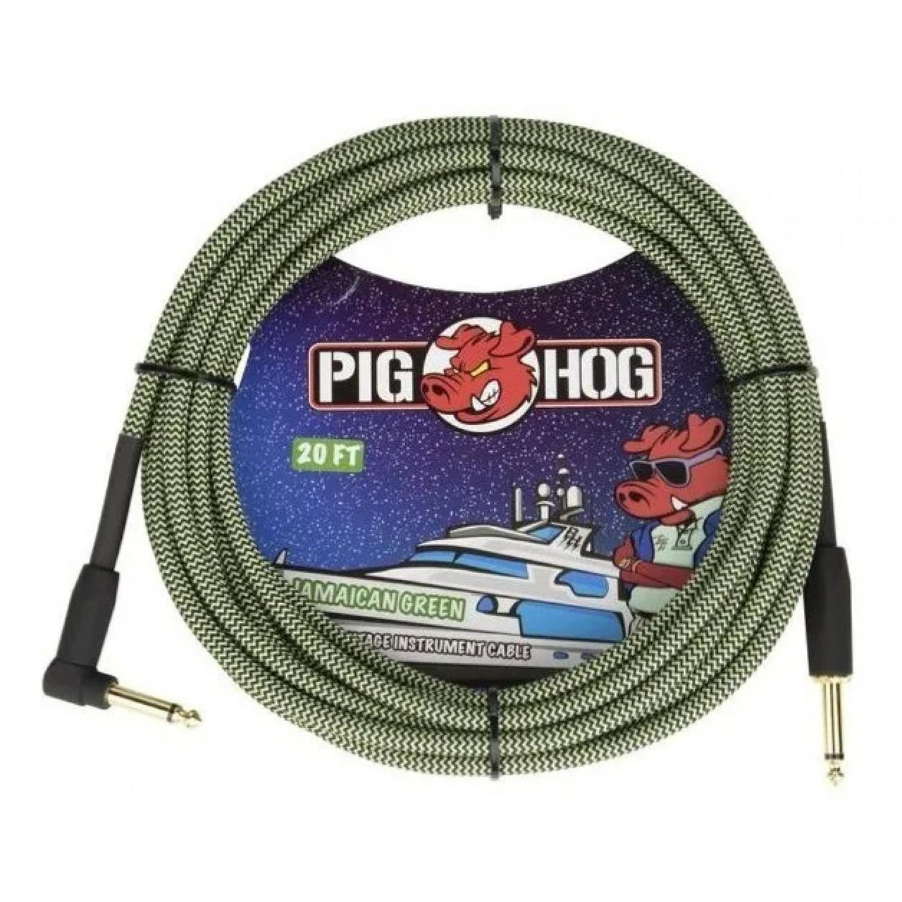 Cable Pig Hog P/instrumento Plug A Plug L Jamaican Green 6m, Pch20jgrr