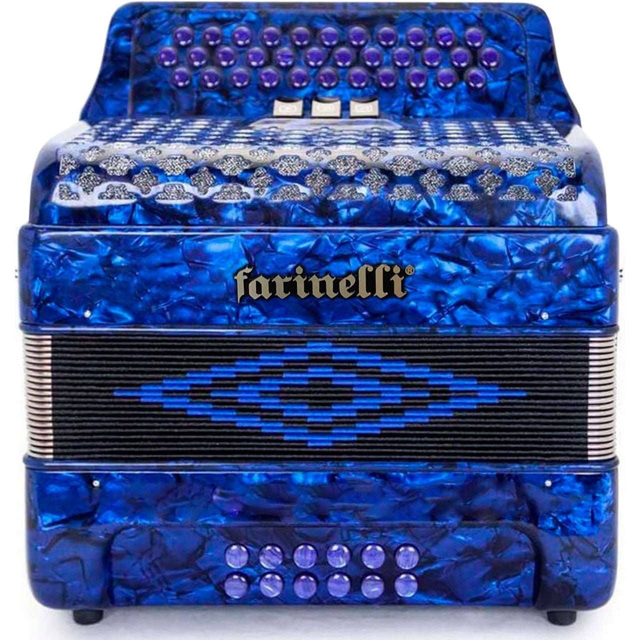 Acordeon Farinelli 3412a 34 Botones 12 Bajos 3 Registros Azul Sol