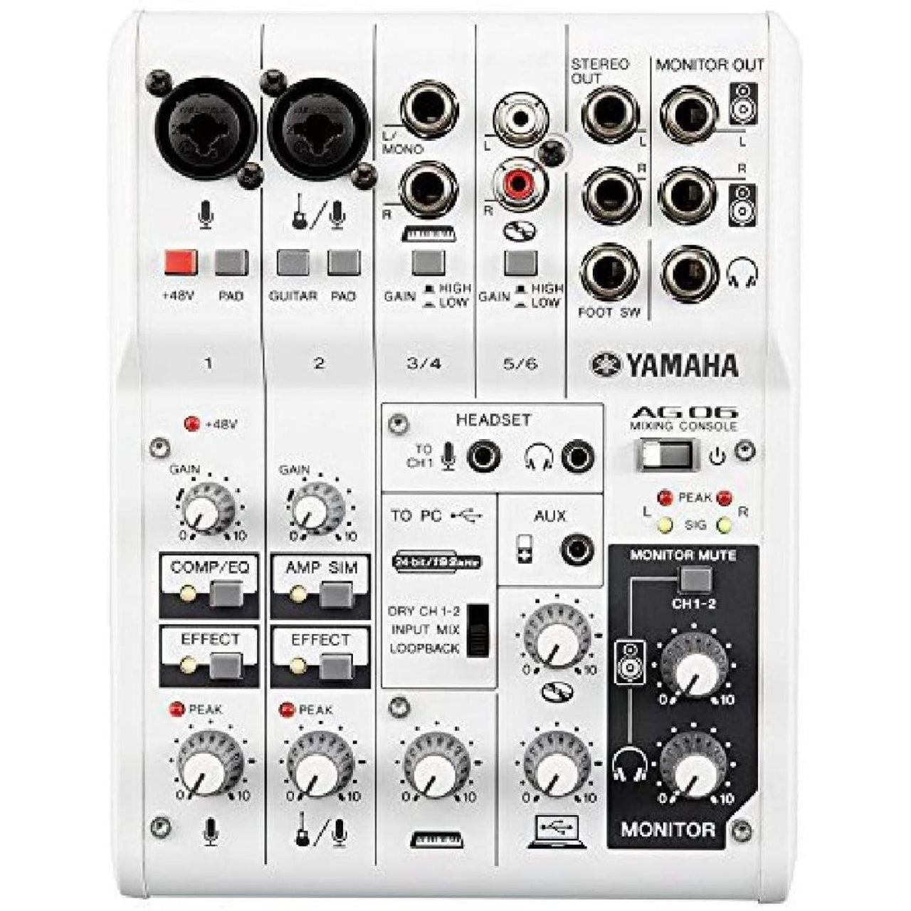 Mezcladora Yamaha 6 Ch C/Fx Y Conexion Usb, Ag06