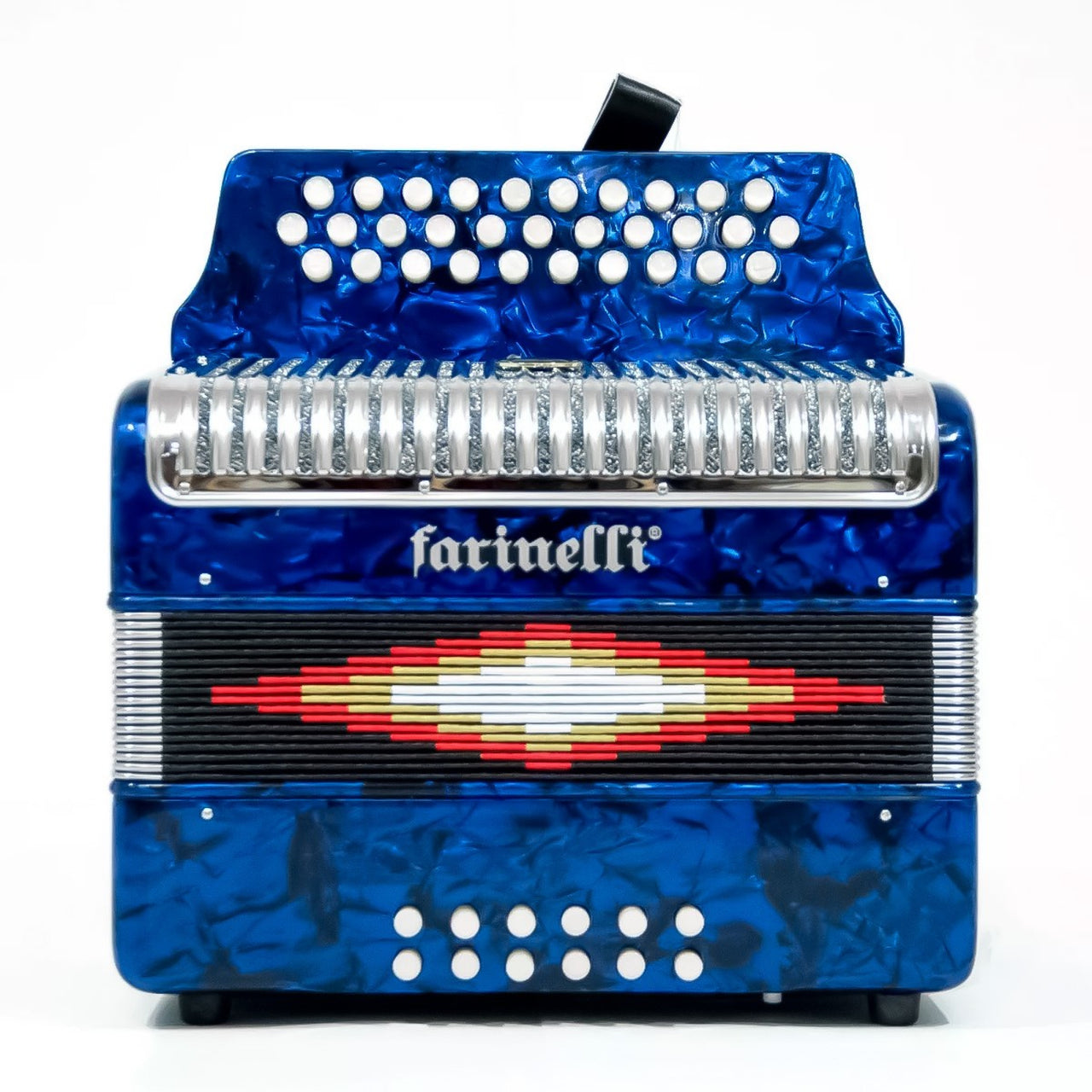 Acordeon Farinelli 3012faap De Botones Tono Fa Parrilla Metalica Azul