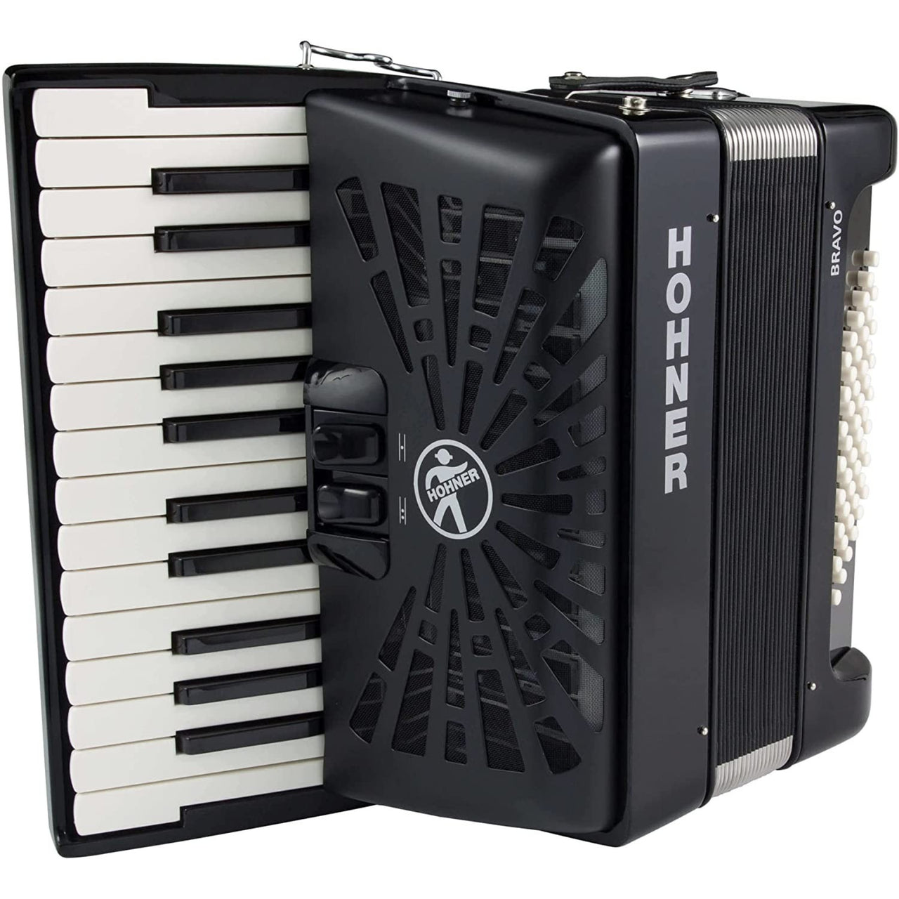 Acordeon Hohner Bravo Ii 26 Teclas 48 Bajos Negro C/funda, A16522