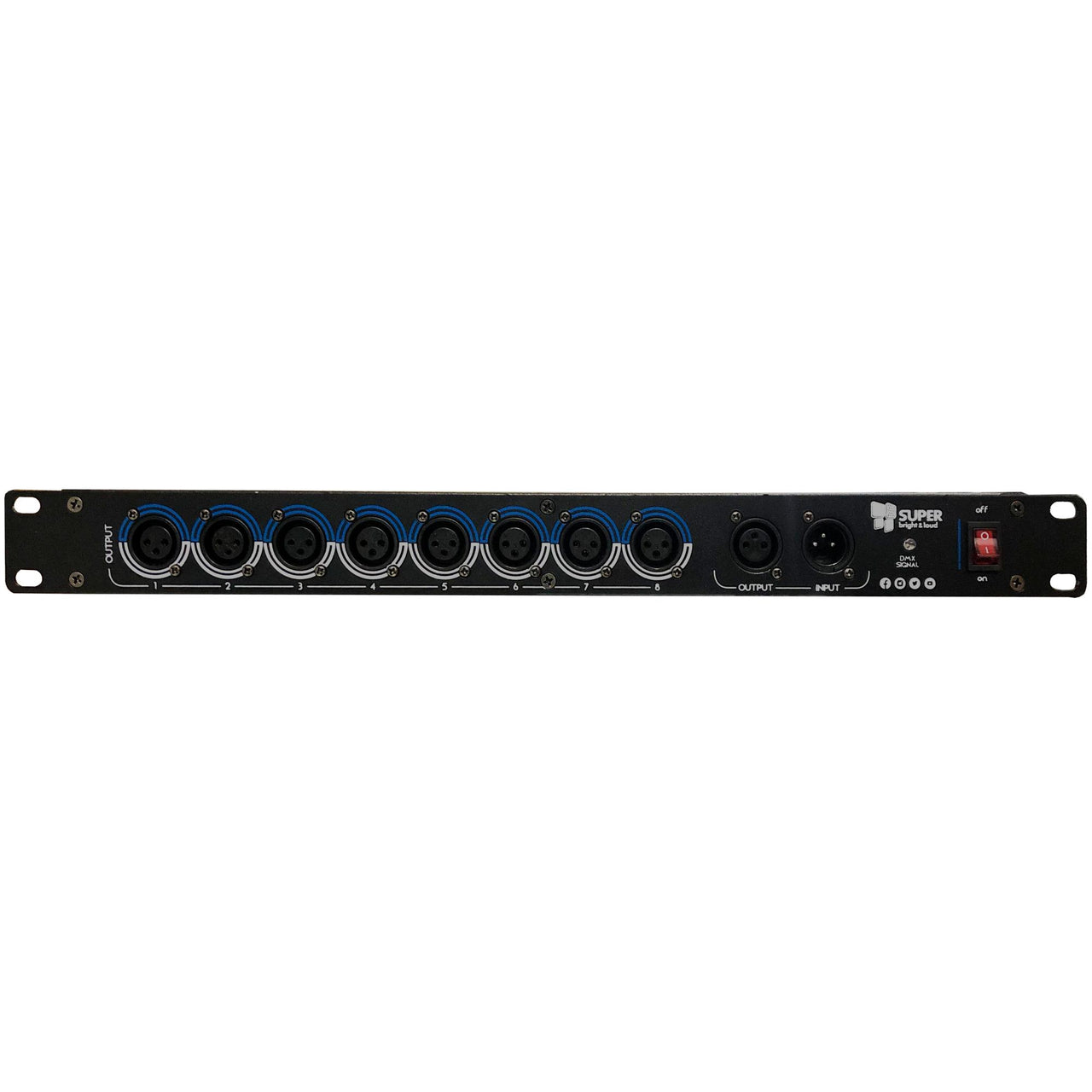 Splitter Dmx Super bright Universe8 Para Rack 1 Entrada 8 Salidas